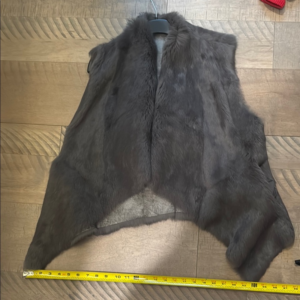 Luxurious Dark Gray Fur Vest Rabbit